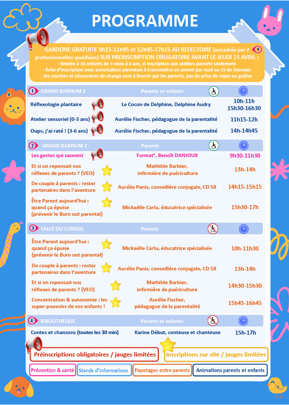 Programme du salon de la petite enfance et de la parentalité