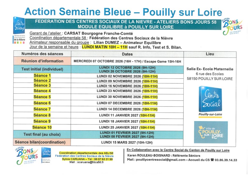 Action Semaine Bleue - Atelier Équilibre