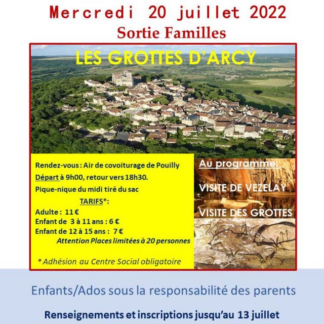 Sortie Familles aux grottes d&rsquo;Arcy le 20 juillet