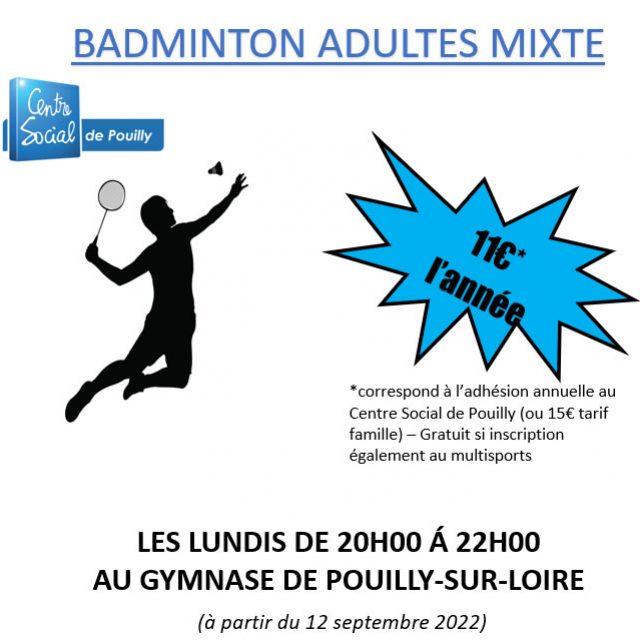 Badminton adultes les lundis à partir du 12 septembre