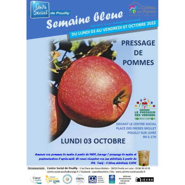 Pressage de pommes (Semaine bleue) : lundi 3 octobre