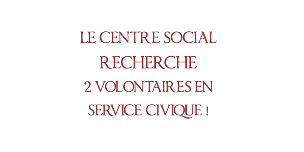 Le Centre Social de Pouilly recherche 2 volontaires en service civique !