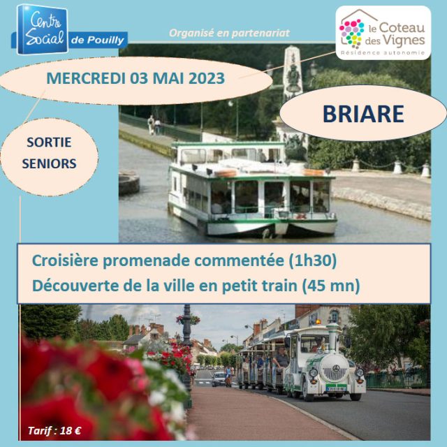 Sortie Briare : croisière et petit train le mercredi 03 mai