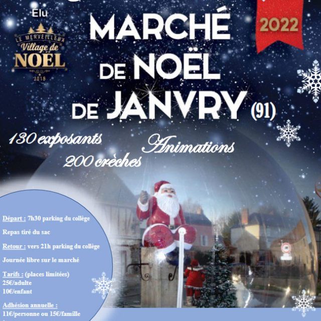 Le 3 décembre : Journée au marché de noël de Janvry (Essone)