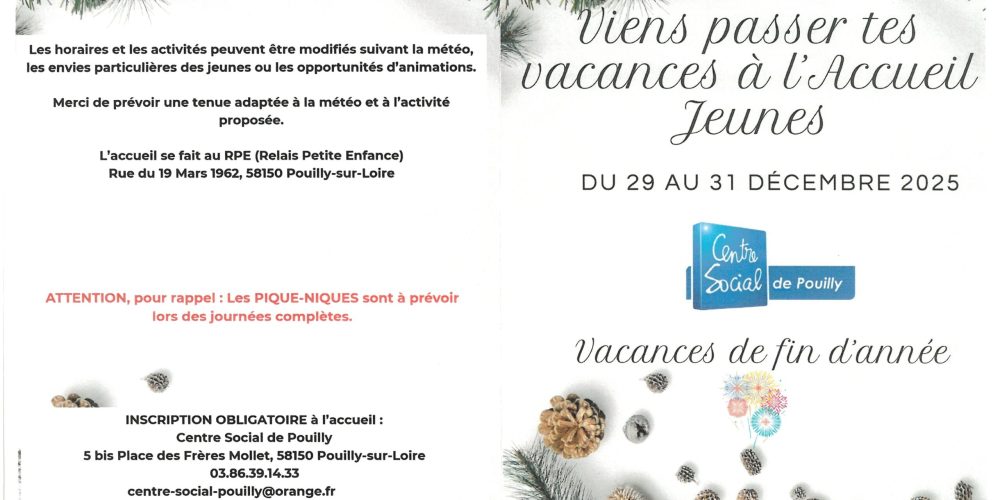 Accueil Jeunes du 29 au 31 décembre 2025