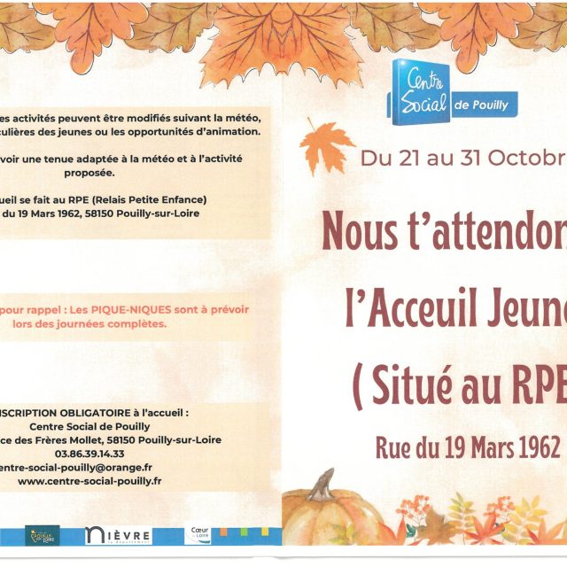 Accueil jeunes du 21 au 31 octobre 2025