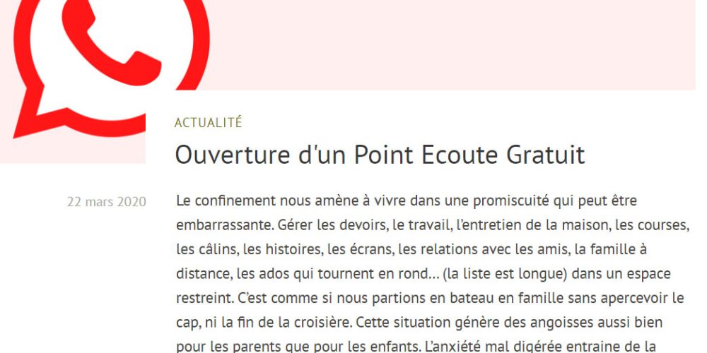 Ouverture d&rsquo;un Point Ecoute Gratuit