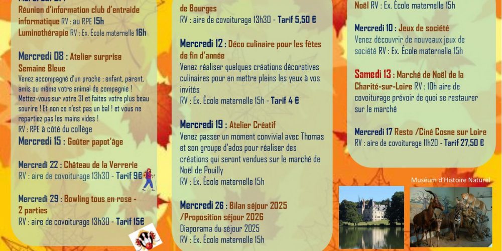 Programme seniors Octobre Novembre Décembre 2025