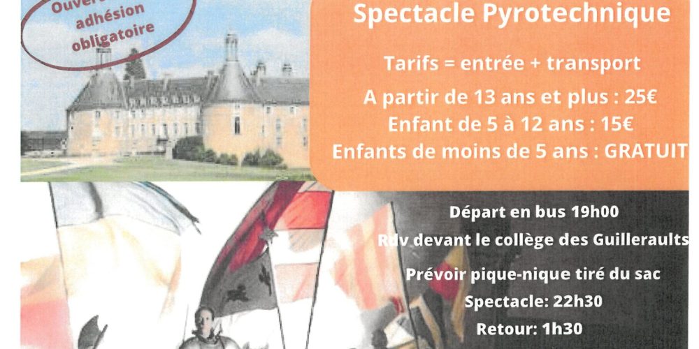 Sortie au Château de Saint Fargeau le samedi 26 juillet 2025