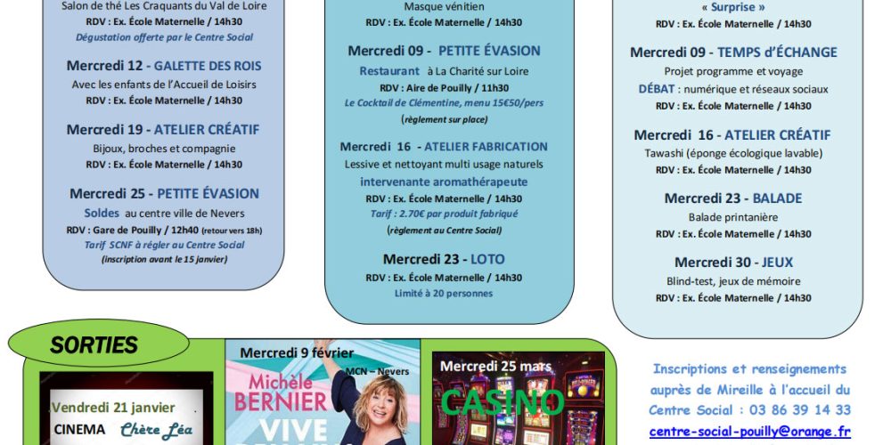 Programme Janvier-Février-Mars 2022