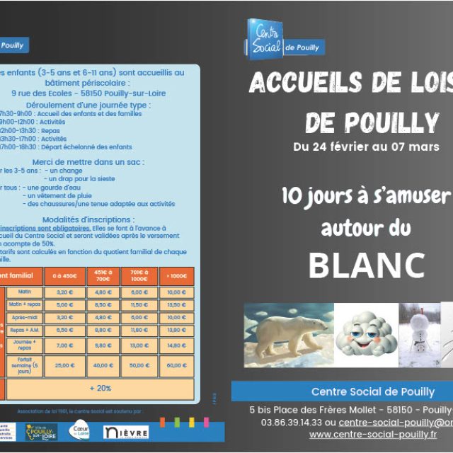 Accueil de loisirs de Pouilly du 24 février au 07 mars 2025