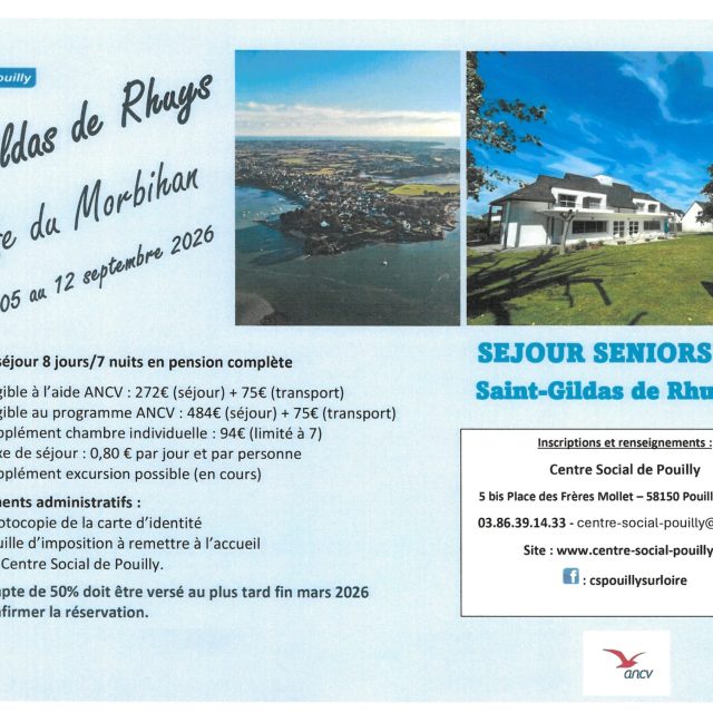Séjour Seniors 2026 à Saint-Gildas de Rhuys (56)