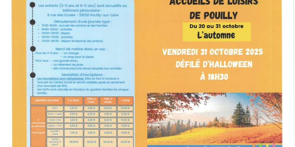 Accueils de Loisirs L&rsquo;Automne du 20 au 31 octobre 2025