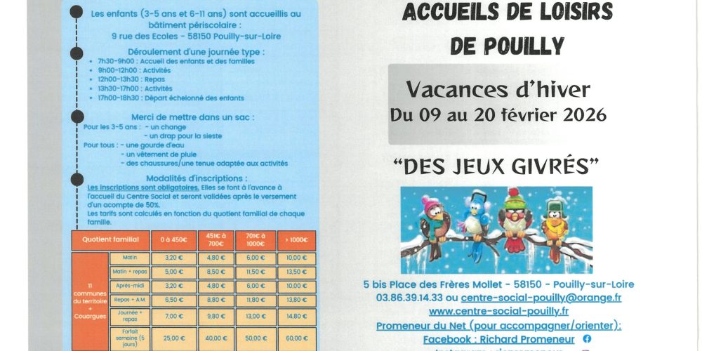 Programme vacances d&rsquo;hiver 2026 Accueil Jeunes