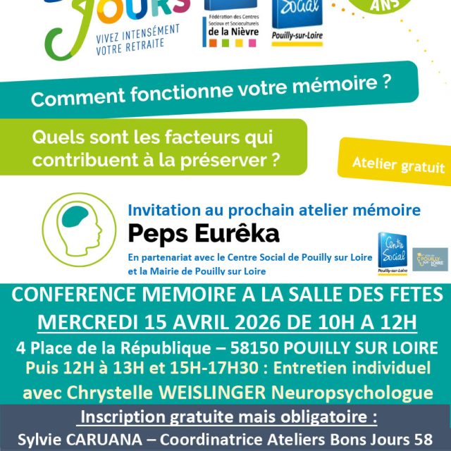 Conférence Mémoire à la Salle des Fêtes le 15 avril 2026 de 10h à 12h