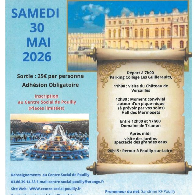Sortie au Château de Versailles, le samedi 30 mai 2026