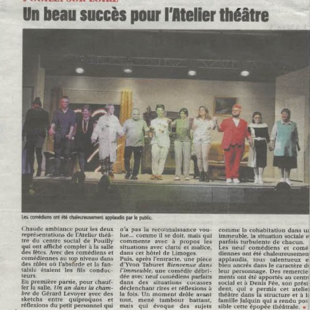 Articles de journaux suite à la représentation théâtrale des 28 et 29 mars