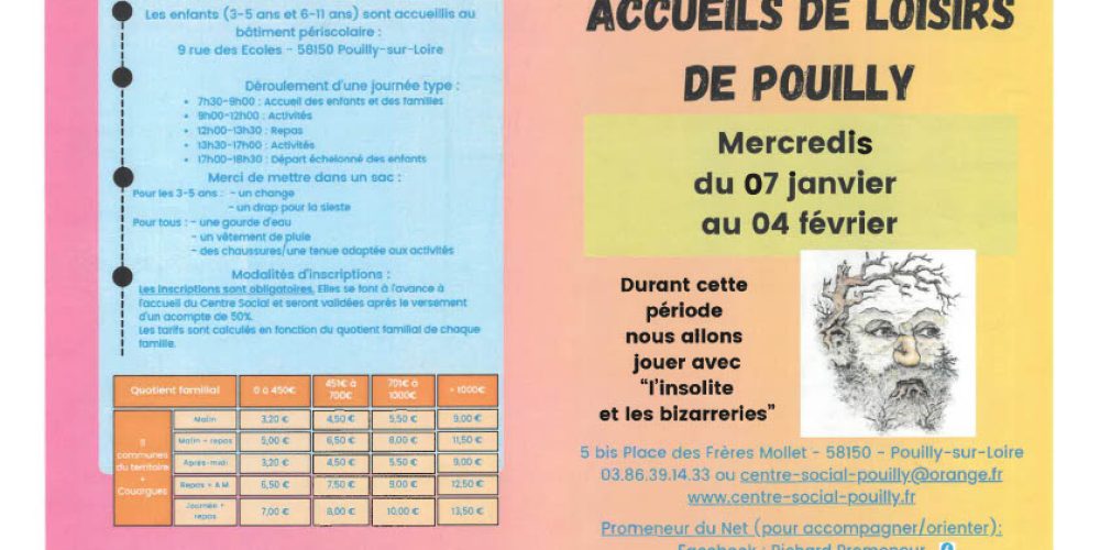 Accueils de Loisirs de Pouilly du 7 janvier au 4 février 2026