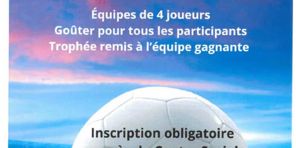 Tournoi de foot mixte le 9 avril 2026 de 14h00 à 17h00