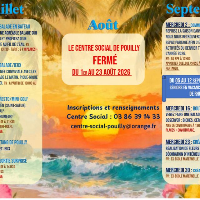 Programme seniors Juillet-Août-Septembre 2026