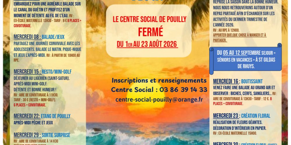 Programme seniors Juillet-Août-Septembre 2026