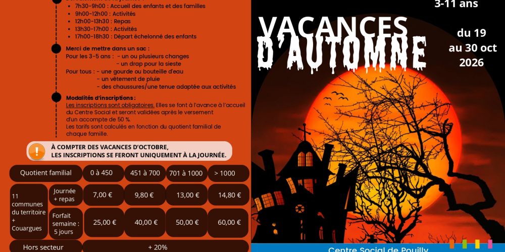 Accueil de Loisirs vacances d&rsquo;automne 2026