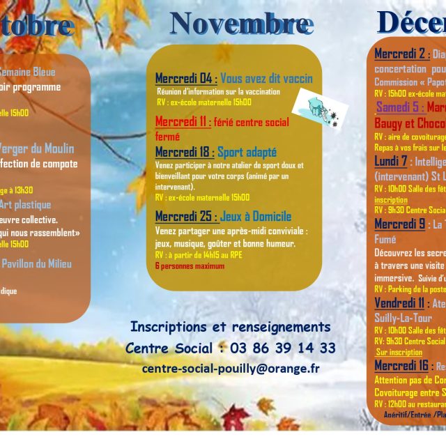 Programme seniors octobre novembre décembre 2026