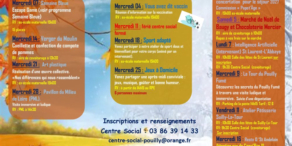 Programme seniors octobre novembre décembre 2026